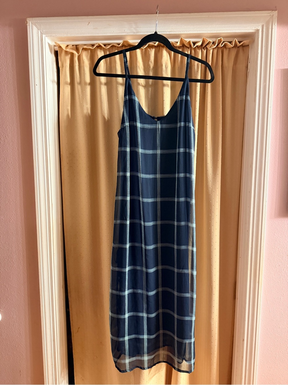 O'Neill Navy Plaid Maxi Slip Dress